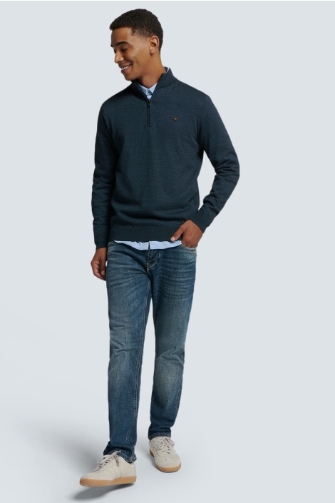 NO-EXCESS pullover half zip 2 coloured melang
